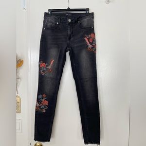 High waist embroidered black jeans, size small, Romeo and Juliet Couture